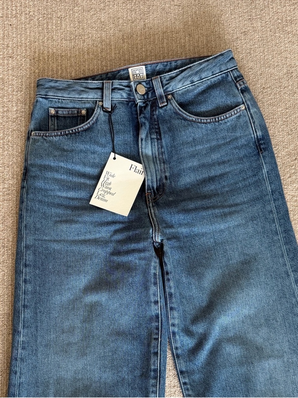 Toteme High-Rise Wide-Leg Jeans in Dark Blue Wash - Picture 9 of 10